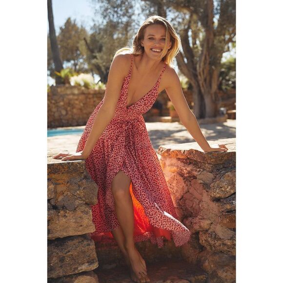 Anthropologie - Flutter Wrap Midi Dress petite M - Picture 8 of 16